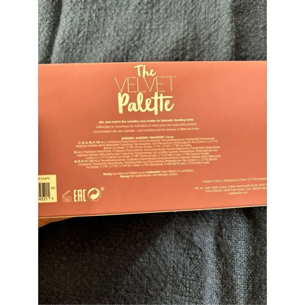 Brand New In Box Ciate London Women's The Velvet Palette Eyeshadow 12 Pcs
